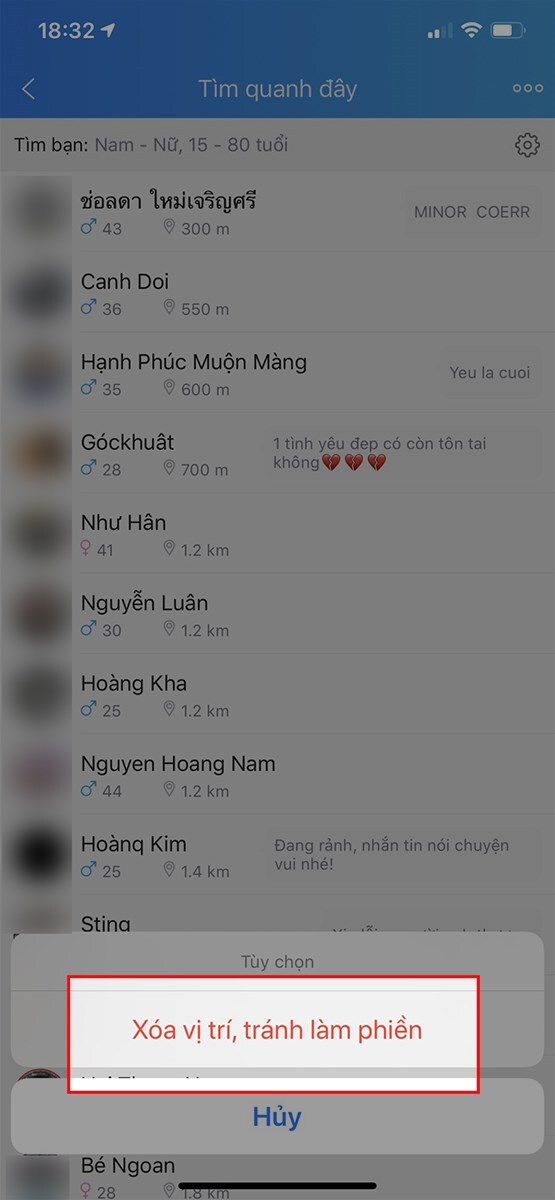 Chọn vào vị trí được hiển thị trên hình 