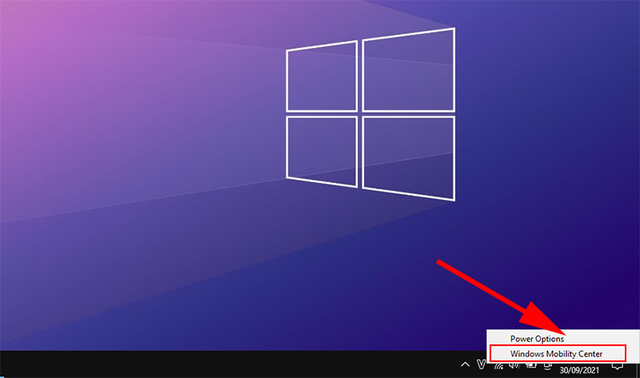 Chọn vào Windows Mobility Center