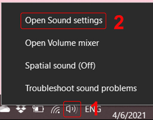 Chuột phải vào loa → Open sound settings