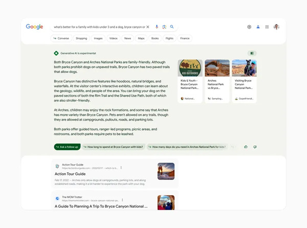 Công cụ Tìm kiếm của Google được cập nhật dưới dạng ảnh chụp nhanh bởi AI