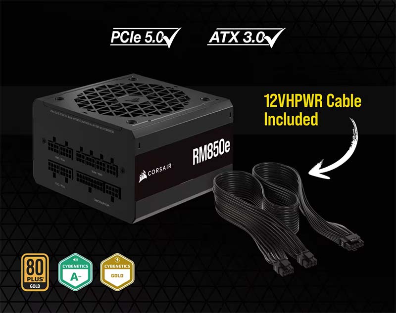 Nguồn máy tính Corsair RM850e PCIE5 850W 80 Plus Gold CP-9020263-NA