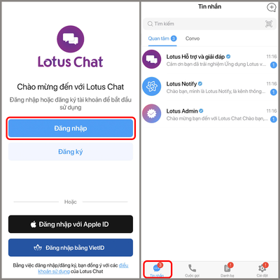 Đăng nhập Lotus Chat nhanh chóng
