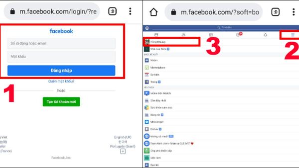 Đăng nhập vào Facebook và chọn đến trang cá nhân