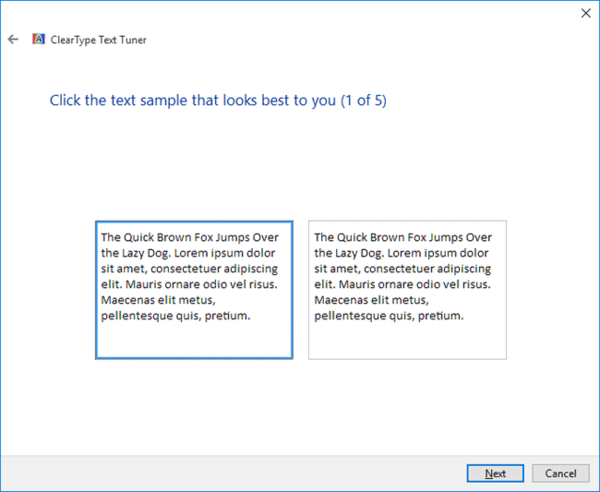 Đánh dấu vào ô "Turn on ClearType"