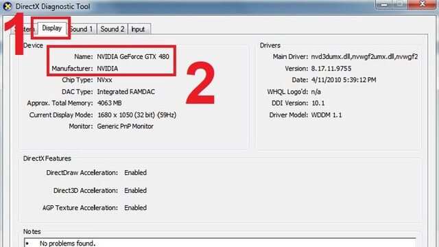 Thông tin card màn hình laptop của bạn