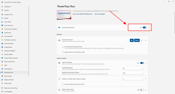 Kích hoạt PowerToys Run