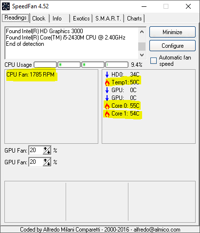 Nhấp vào tab "Configure" để kiểm soát quạt tản nhiệt