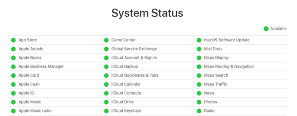 Kiểm tra hệ thống trên trang web của Apple