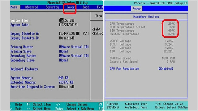 Kiểm tra nhiệt độ CPU trong BIOS