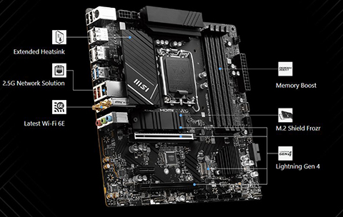 Mainboard MSI PRO B760M-A Wifi DDR4 ( Socket 1700, M ATX, 4 khe ram ) 3 mainboard pc msi pro b760m a wifi ddr4 2 nd