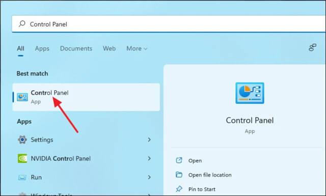 Mở Control Panel