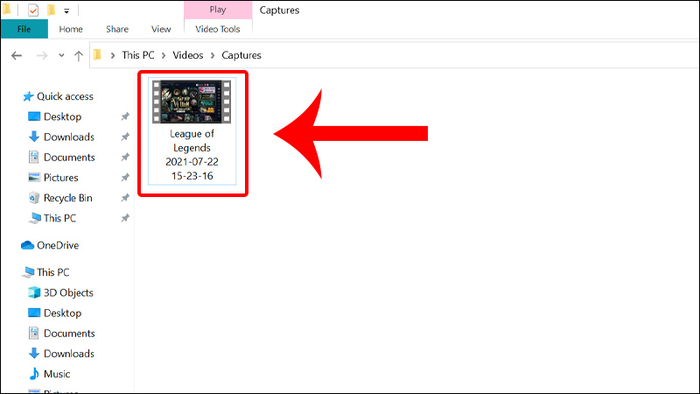 Mở File Explorer > Videos > Captures để xem video đã quay