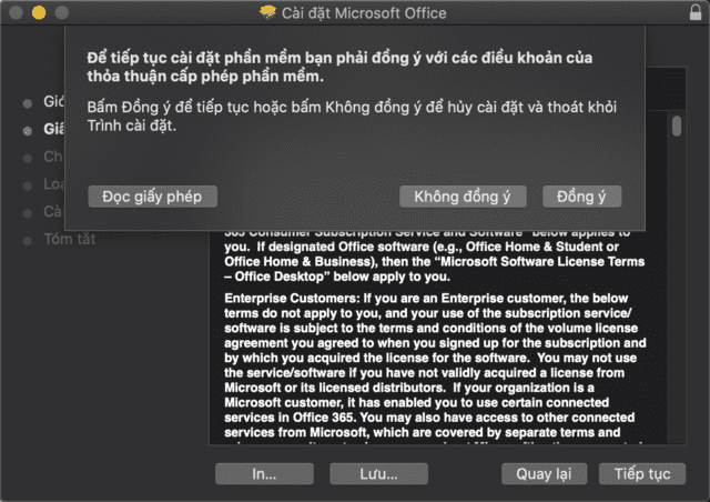 Nhấn Đồng ý và chọn Tiếp tục