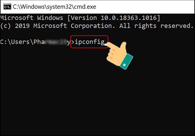Nhập vào “ipconfig”