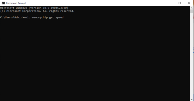Nhập vào lệnh wmic memorychip get speed