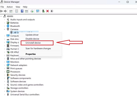 Chọn Uninstall Device  