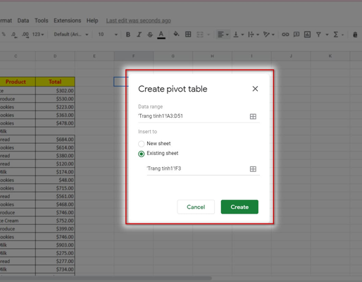 Pivot Table trên Google Sheet cho khả năng phân tích, trình bày dữ liệu