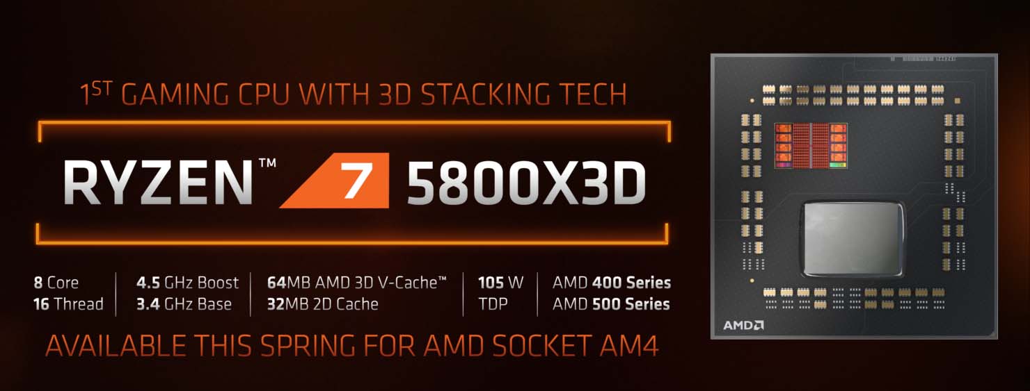ryzen 7 AMD Ryzen™ 7 5800X3D 8C/16T Upto 4.5Ghz (Không Kèm FAN)