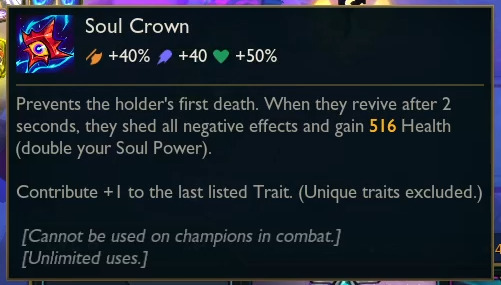 Soul Crown sẽ +1 cho thuộc tính được liệt kê cuối cùng
