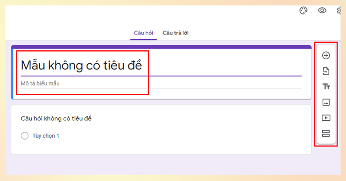 Thêm tiêu đề, mô tả và tùy chỉnh biểu mẫu