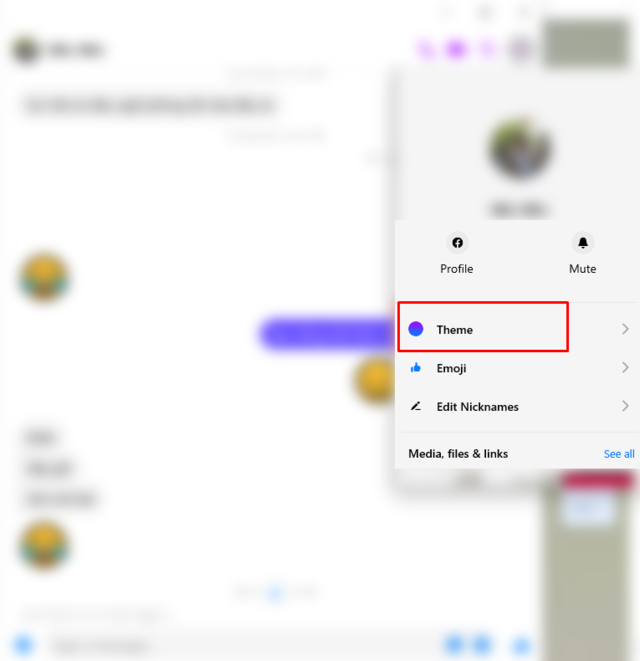 Tìm đến cuộc trò chuyện muốn đổi chủ đề và chọn Theme