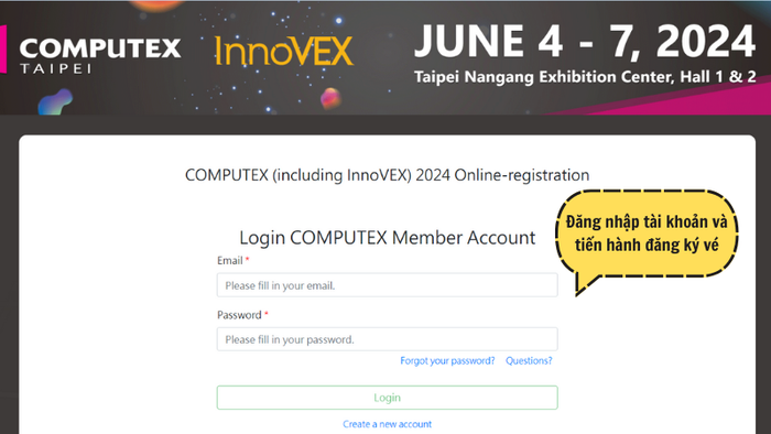 Trang đăng kí tham gia COMPUTEX Đài Bắc 2024