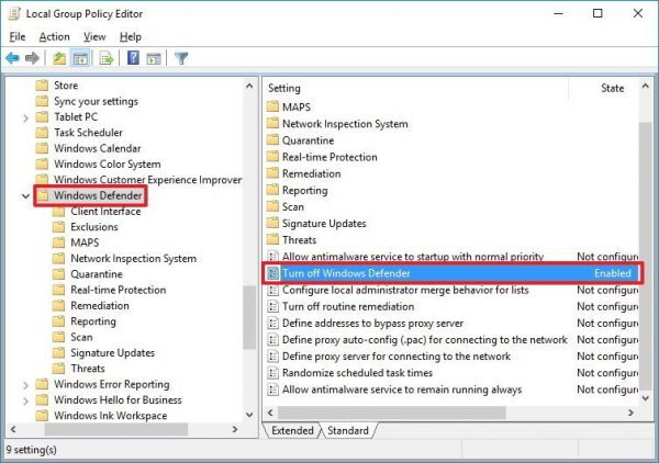 Turn off Windows Defender