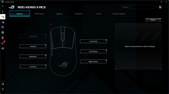 Tùy chỉnh chuột ASUS ROG Keris II Ace với phần mềm Armoury Crate
