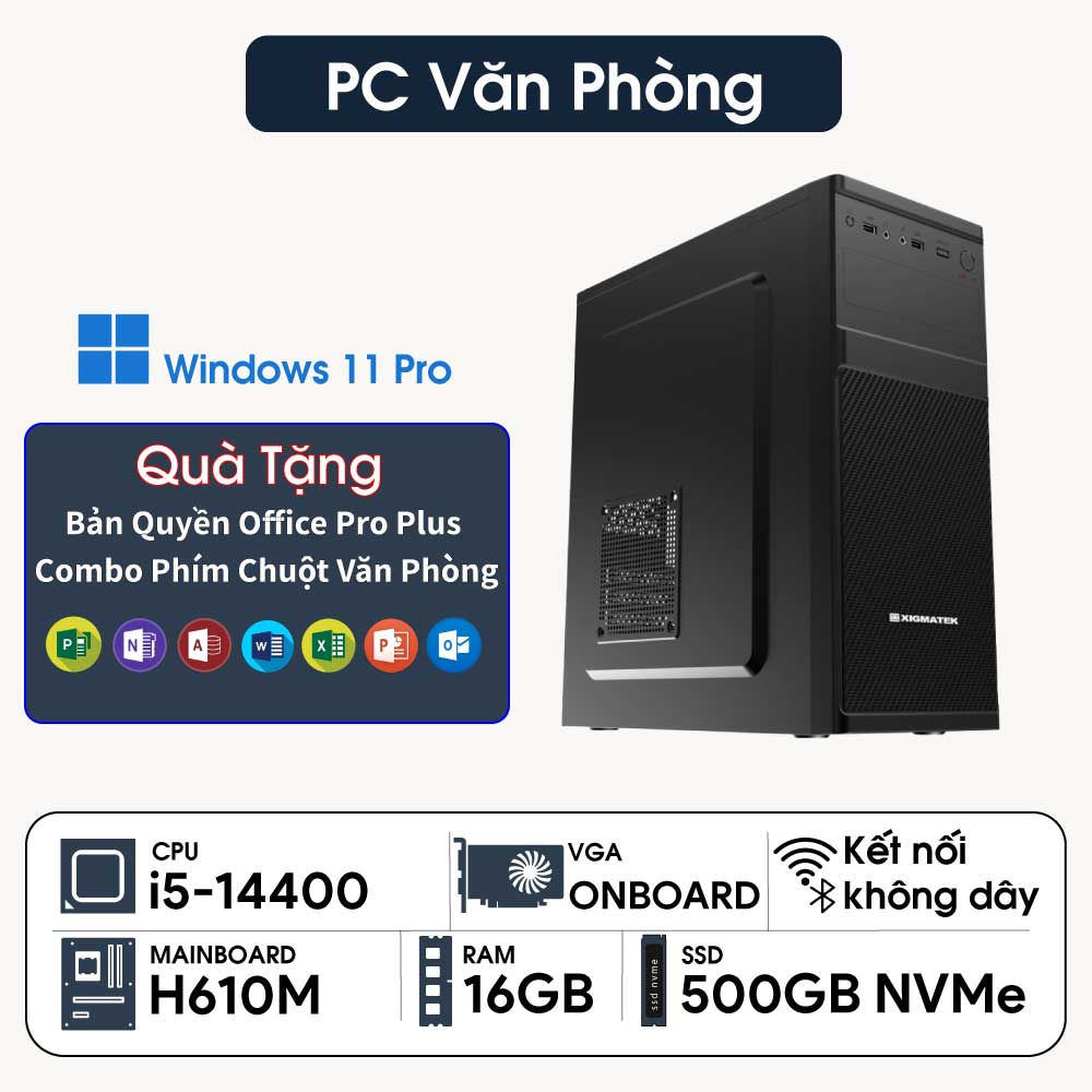 PC ST Văn Phòng i5-14400 (i5-14400, UHD 730 Graphics, Ram 16GB DDR4, SSD 500GB, 500W)