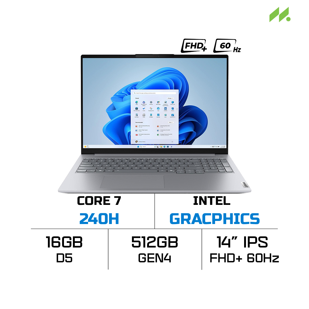 Laptop Lenovo Thinkbook 14 Gen 8 IRL 21SG007PVA (Core 7 240H, Intel Graphics, RAM 16GB DDR5, SSD 512GB, 14 Inch IPS WUXGA 60Hz)