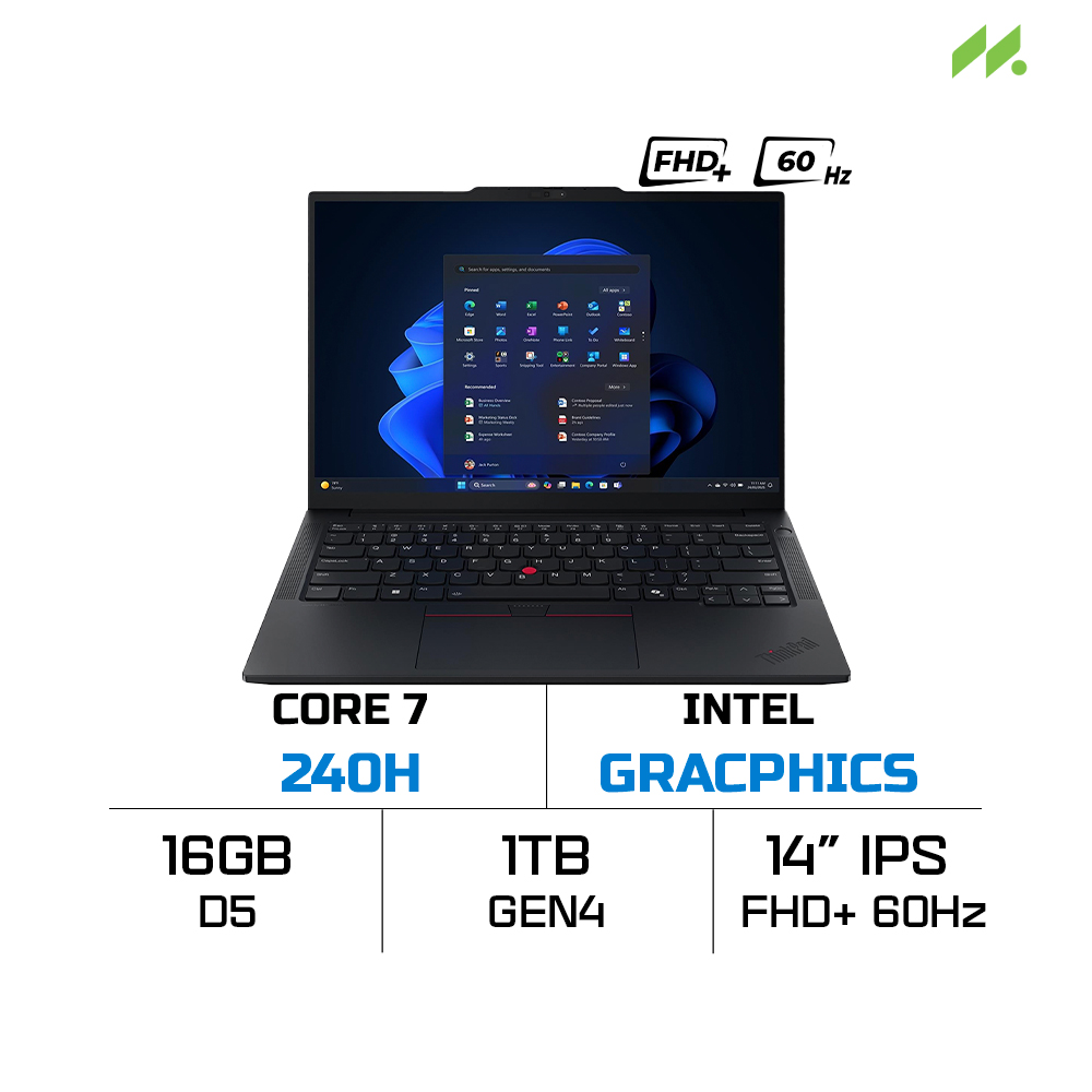 Laptop Lenovo ThinkPad E14 Gen 7 21T90022VA (Core 7 240H, Intel Graphics, RAM 16GB DDR5, SSD 1TB, 14 Inch IPS FHD+ 60Hz, NoOS)