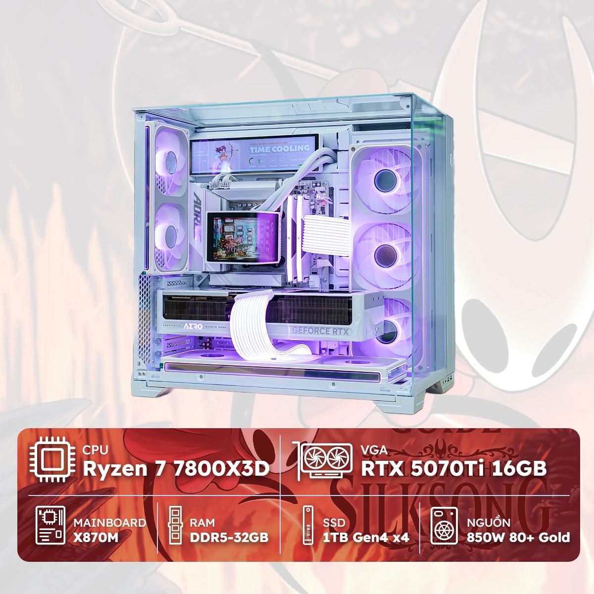 PC GAMING R7-5070Ti (R7-7800X3D, RTX 5070Ti 16GB, RAM DDR5 32GB, SSD 1TB, 850W)