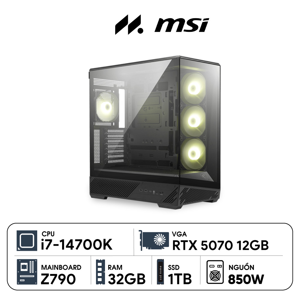 PC MSI i7-5070 (i7-14700K, RTX 5070 12G, Ram 32GB DDR5, SSD 1TB, 850W)