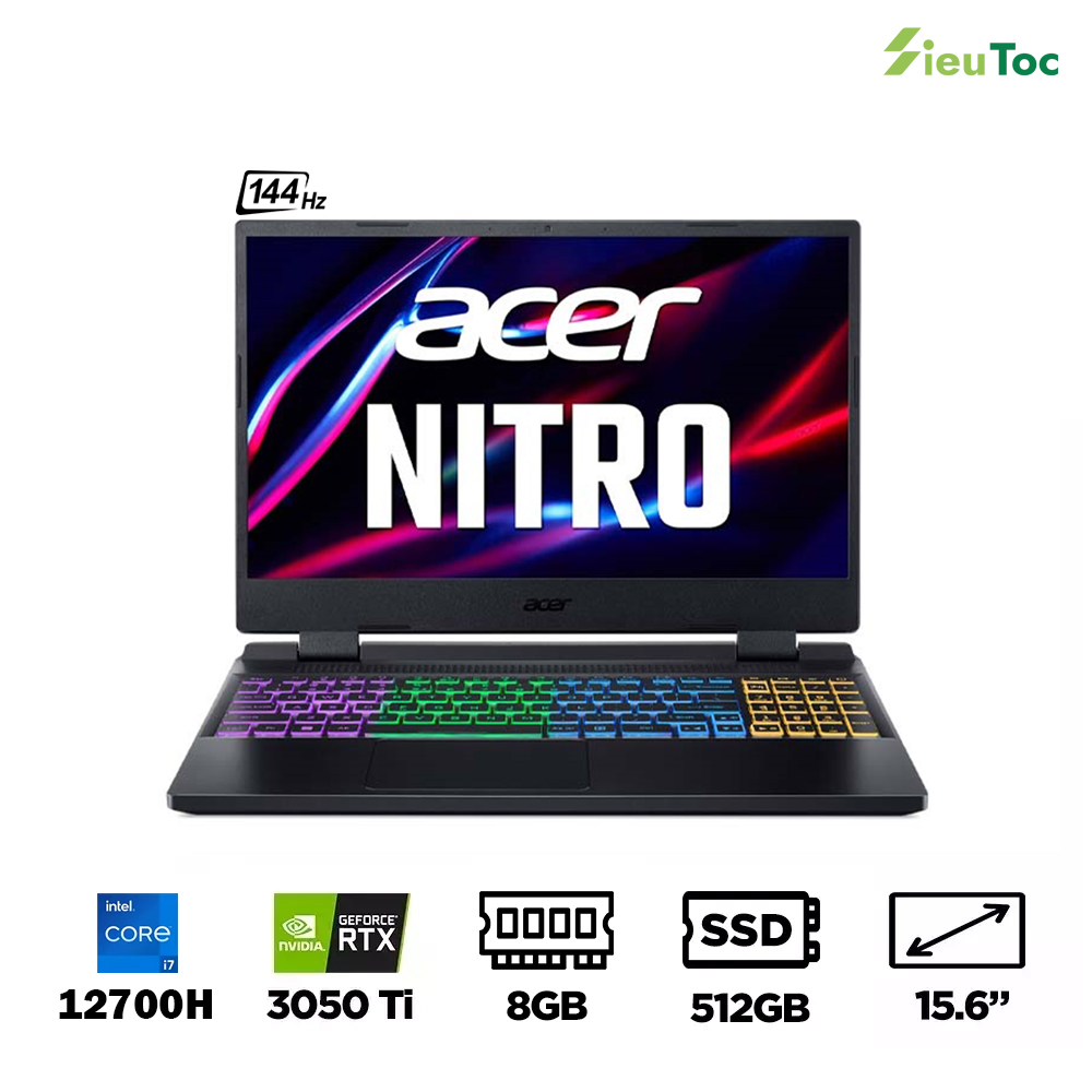 Laptop Gaming Acer Nitro 5 Tiger AN515-58-773Y NH.QFKSV.001 (i7-12700H, RTX 3050 Ti 4GB, Ram 8GB DDR4, SSD 512GB, 15.6 Inch IPS 144Hz FHD)