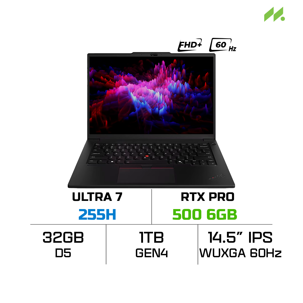 Laptop Lenovo ThinkPad P14s Gen 6 21QT005FVN (Ultra 7 255H, RTX PRO 500 Blackwell 6GB, RAM 32GB DDR5, SSD 1TB, 14.5 Inch IPS WUXGA 60Hz, Win 11 Pro)