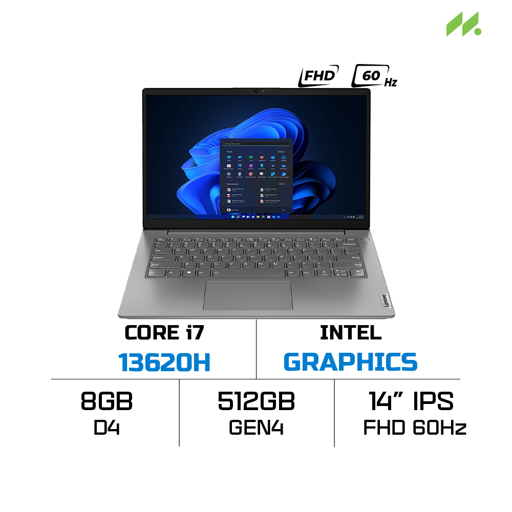 Laptop Lenovo V14 G4 IRU 83A000GRVN (i7-13620H, UHD Graphics, RAM 16GB DDR4, SSD 512GB, 14 Inch IPS FHD 60Hz)