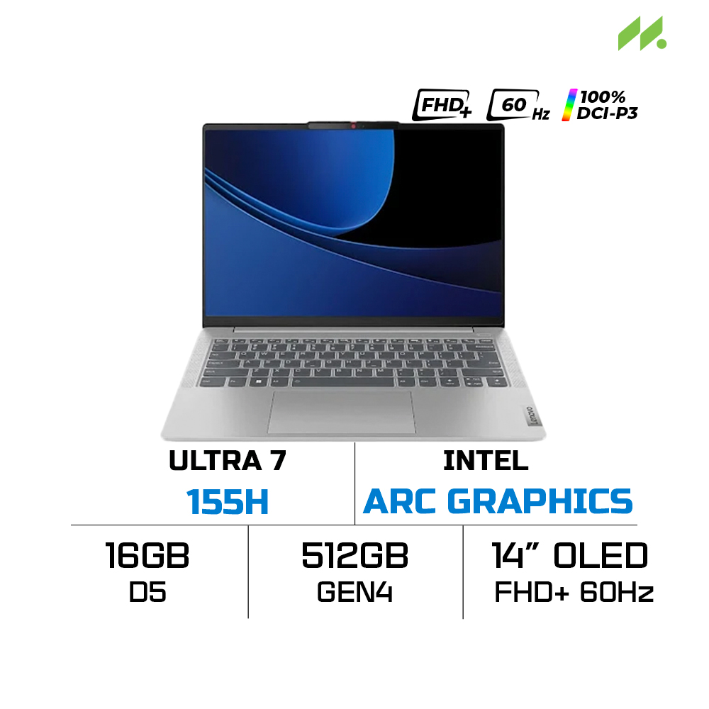 Laptop Lenovo IdeaPad Slim 5 14IMH9 83DA006UVN (Ultra 7 155H, Arc Graphics, Ram 16GB LPDDR5X, SSD 512GB, 14 Inch OLED WUXGA 60Hz 100% DCI-P3)