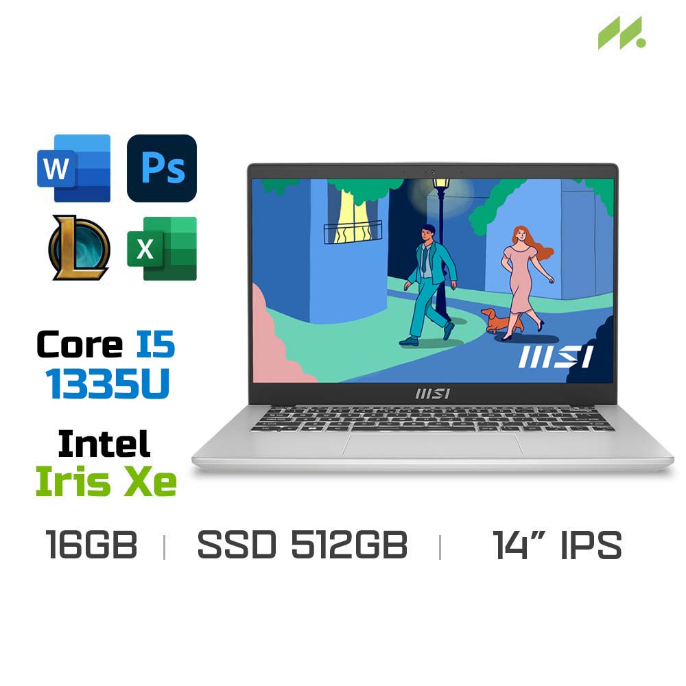 Laptop MSI Modern 14 C13M-611VN (i5-1335U, Iris Xe Graphics, Ram 16GB DDR4, SSD 512GB, 14 Inch IPS FHD)