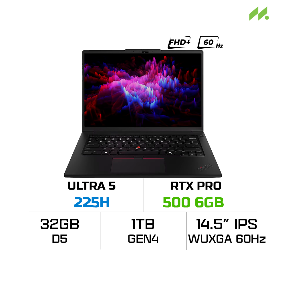 Laptop Lenovo ThinkPad P14s Gen 6 21QT0059VA (Ultra 5 225H, RTX PRO 500 Blackwell 6GB, RAM 32GB DDR5, SSD 1TB, 14.5 Inch IPS WUXGA 60Hz, NoOS)