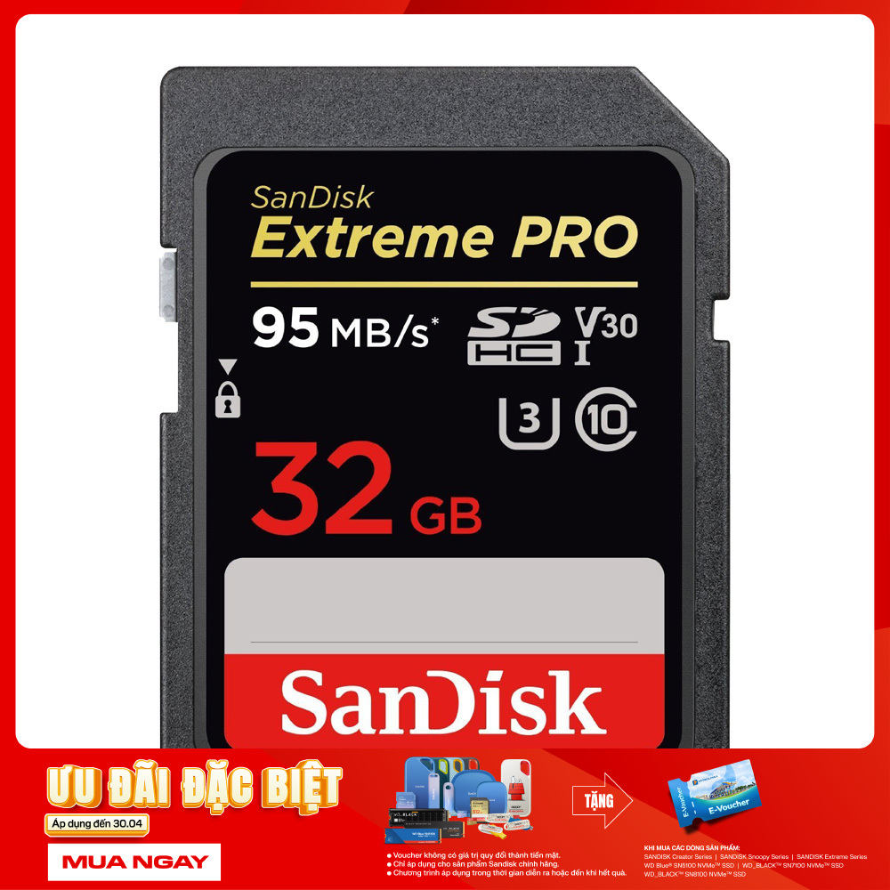 Thẻ nhớ SDHC SanDisk Extreme Pro U3 V30 633X 32GB SDSDXXG-032G-GN4IN