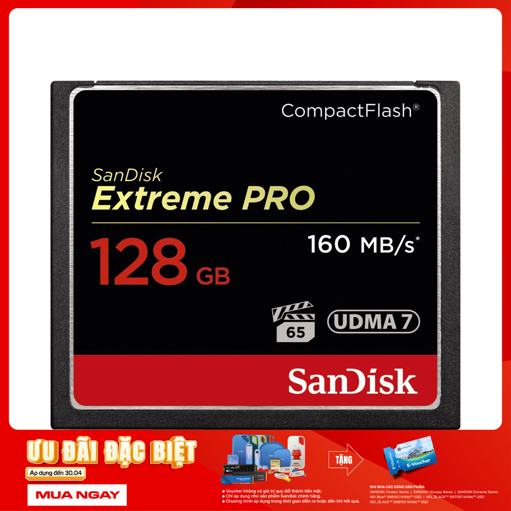 Thẻ Nhớ CompactFlash (CF) SanDisk Extreme Pro 128GB 1067X SDCFXPS-128G-X46