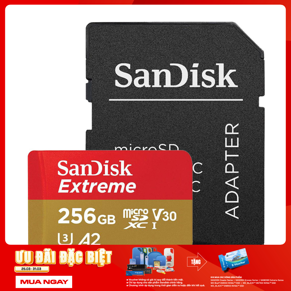 Thẻ Nhớ MicroSDXC SanDisk Extreme V30 A2 256GB 160MB/s SDSQXA1-256G-GN6MN