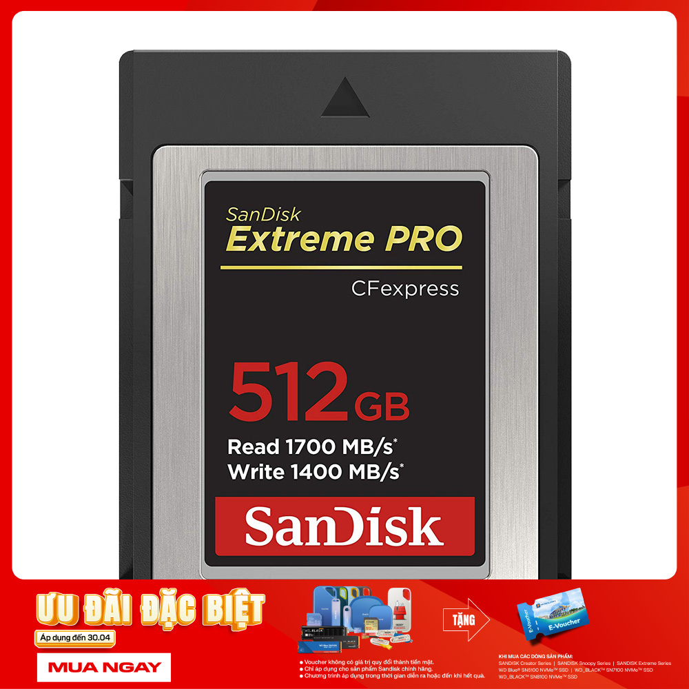 Thẻ nhớ CFexpress 2.0 SanDisk Extreme Pro 512GB Type B SDCFE-512G-GN4IN