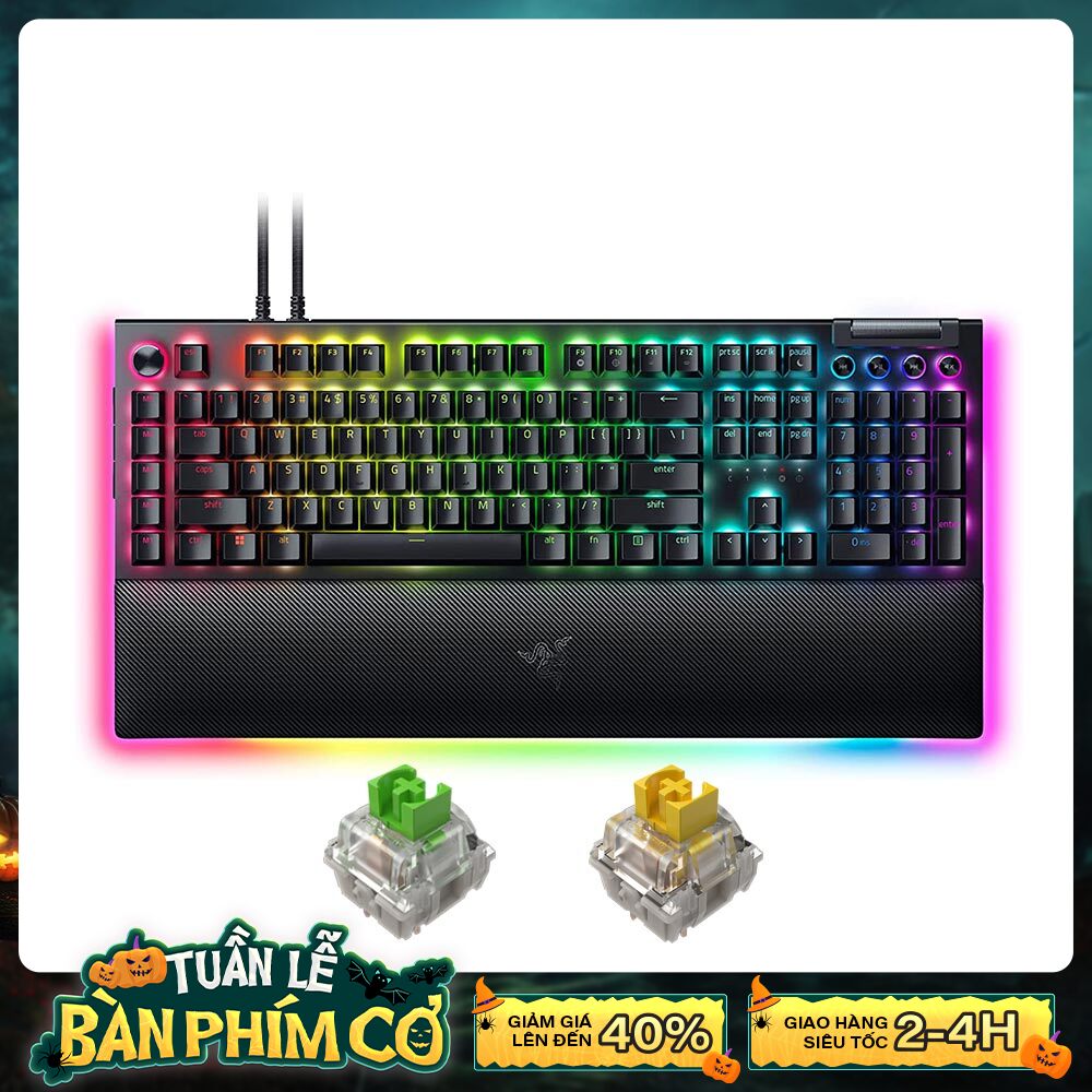 Bàn phím cơ Razer BlackWidow V4 Pro RGB Razer Switch Green/ Yellow