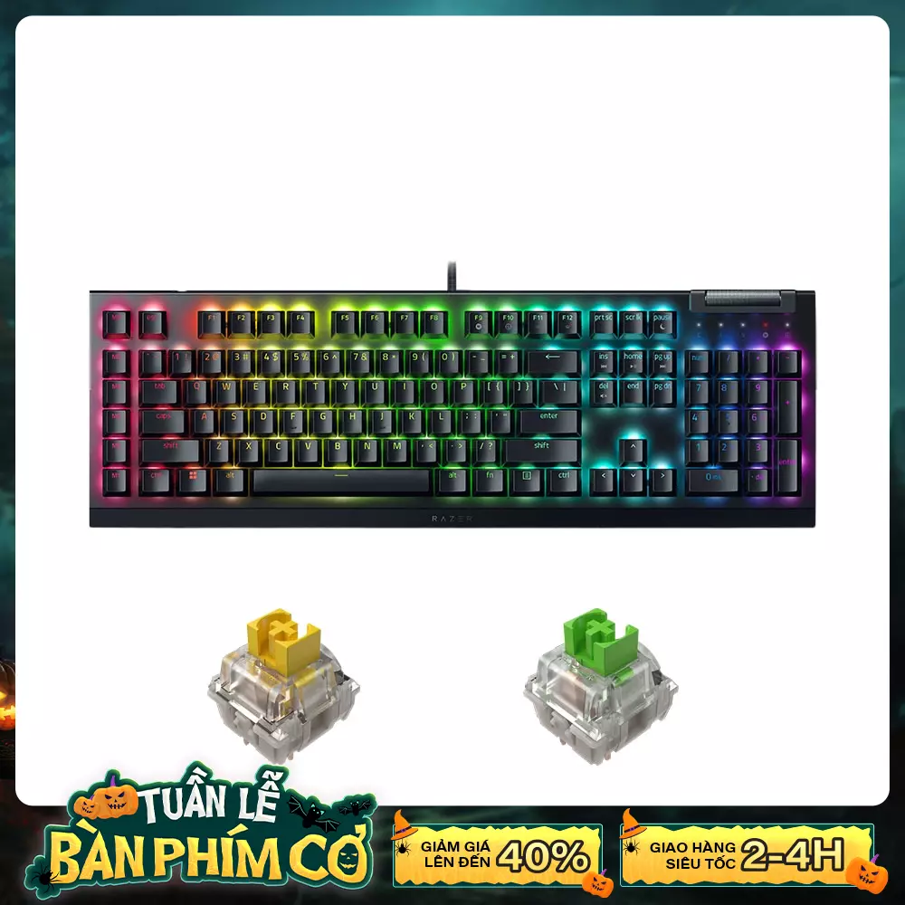 Bàn phím cơ Razer BlackWidow V4 X RGB Razer Switch Green/ Yellow