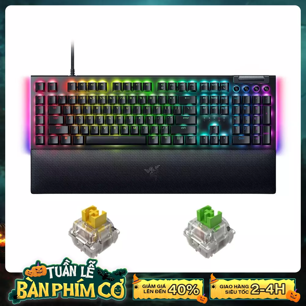 Bàn phím cơ Razer BlackWidow V4 RGB Razer Switch Green/ Yellow