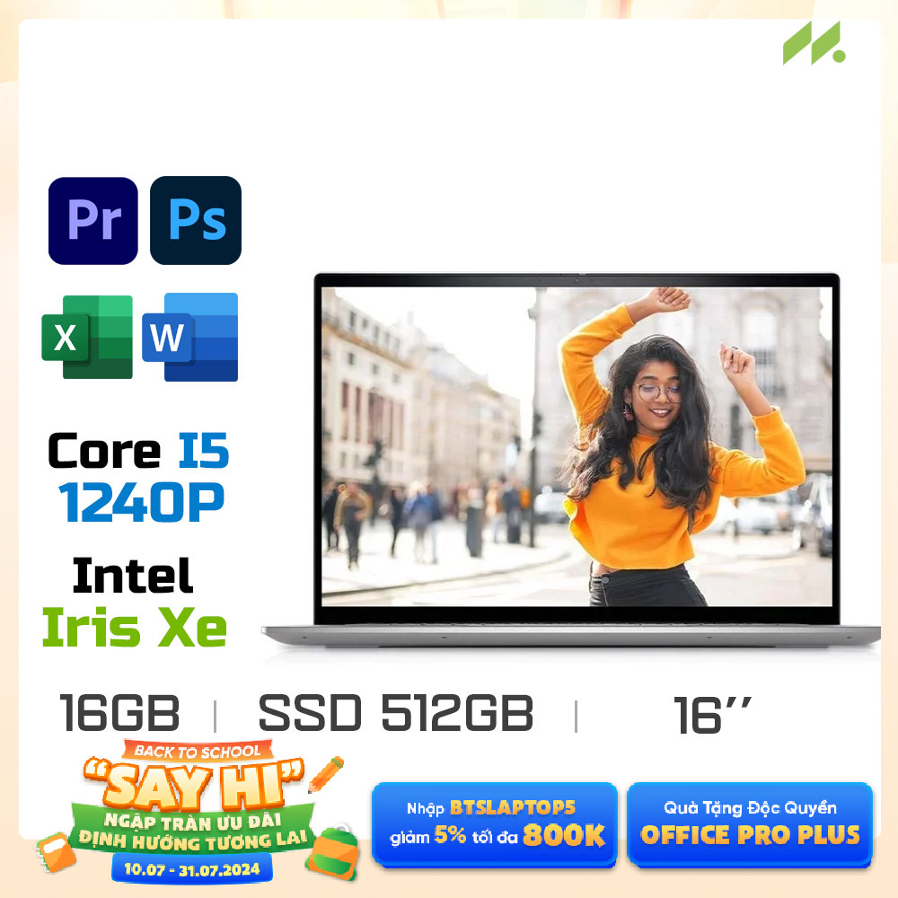 Laptop Dell Inspiron 16 5620 N5620-i5P165W11SLU (i5-1240P, Iris Xe Graphics, Ram 16GB DDR4, SSD 512GB, 16 Inch FHD+, Win11/Office HS 21)