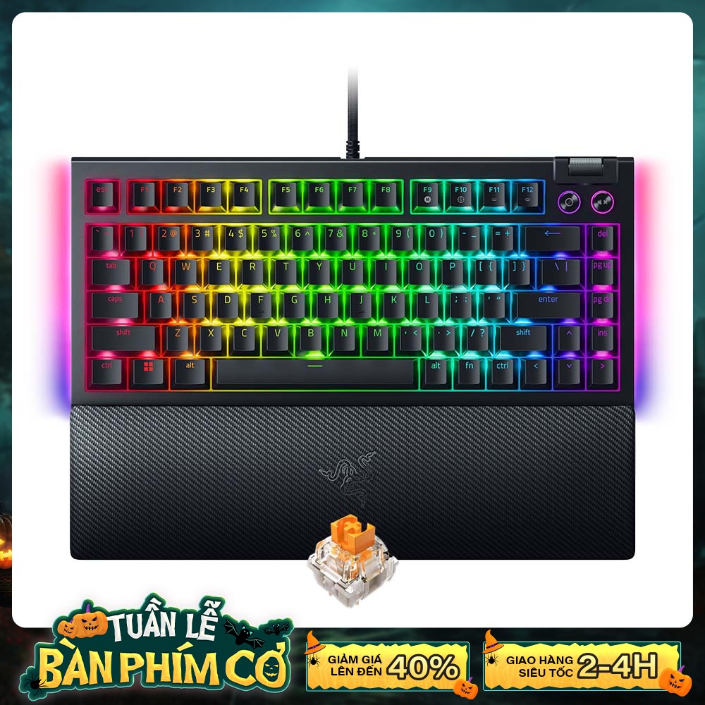Bàn phím cơ Razer BlackWidow V4 75% RGB Hotswap Razer Switch Orange RZ03-05000100-R3M1