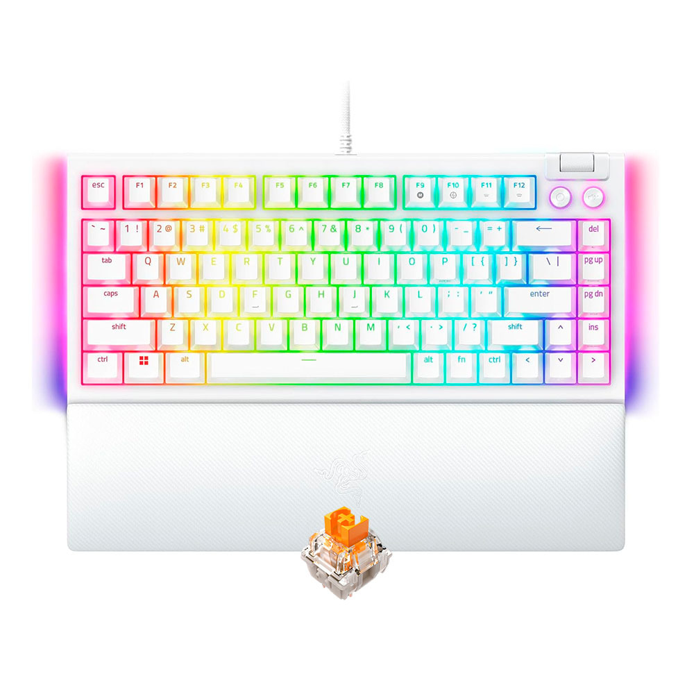 Bàn phím cơ Razer BlackWidow V4 75% RGB White Edition Hotswap Razer Switch Orange RZ03-05001700-R3M1