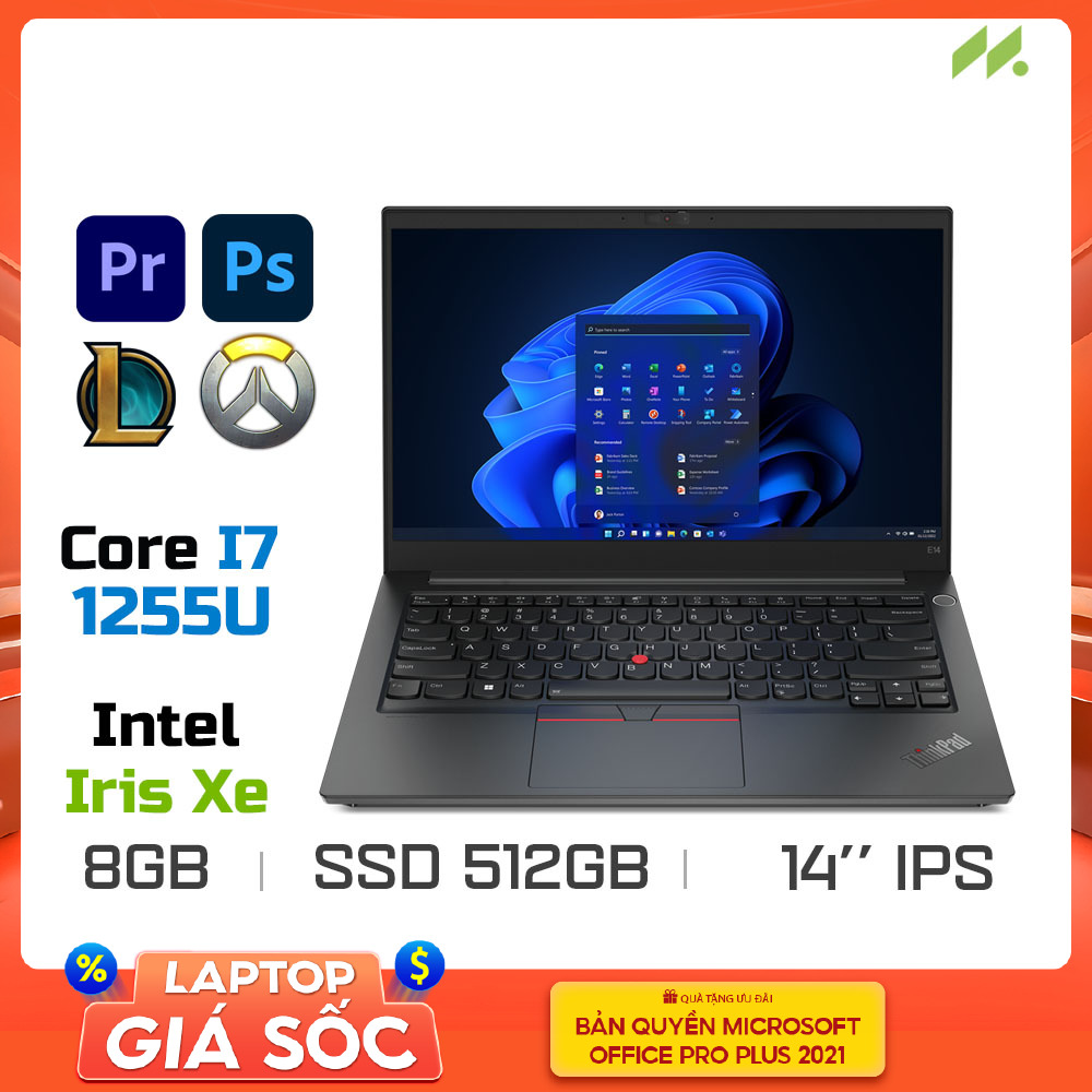 [LikeNew]Laptop Lenovo ThinkPad E14 Gen 4 21E300DSVA (i7-1255U, Iris Xe Graphics, Ram 8GB DDR4, SSD 512GB, 14 Inch IPS FHD)